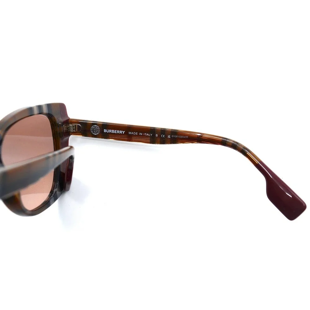 BURBERRY MERYL BE4393 CHECK BROWN BORDEAUX PINK GRADIENT SUNGLASSES - Picture 7 of 10